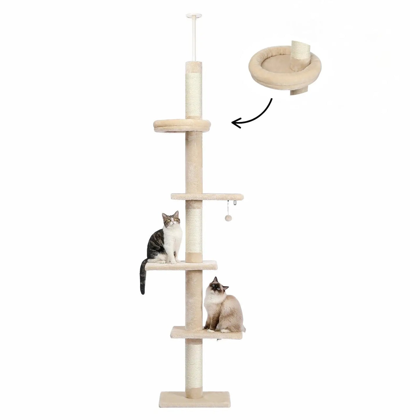 Arbre à Chat Beige avec Plateformes et Griffoirs - Le Nid Félin