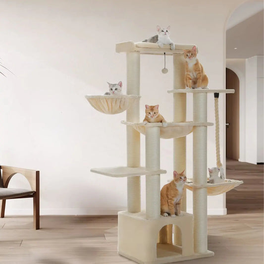 Arbre à Chat Beige pour Grands Chats - Le Nid Félin