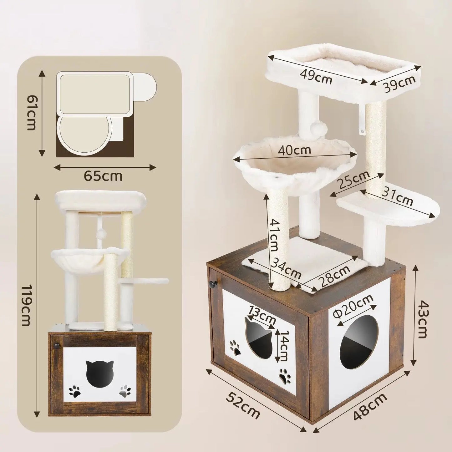 Meuble Litière Pour Chat avec Arbre à Chat - Le Nid Félin