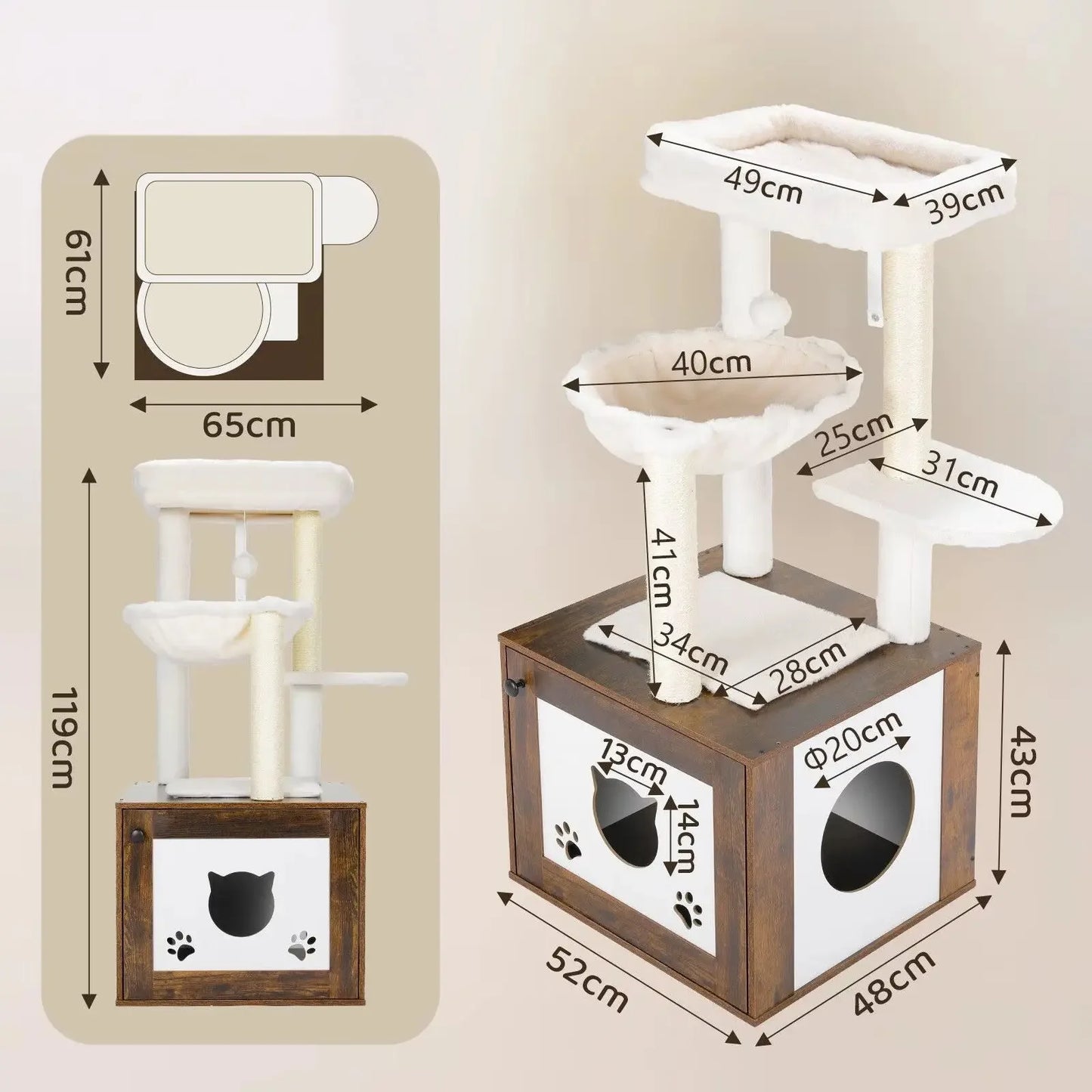 Meuble Litière Pour Chat avec Arbre à Chat - Le Nid Félin