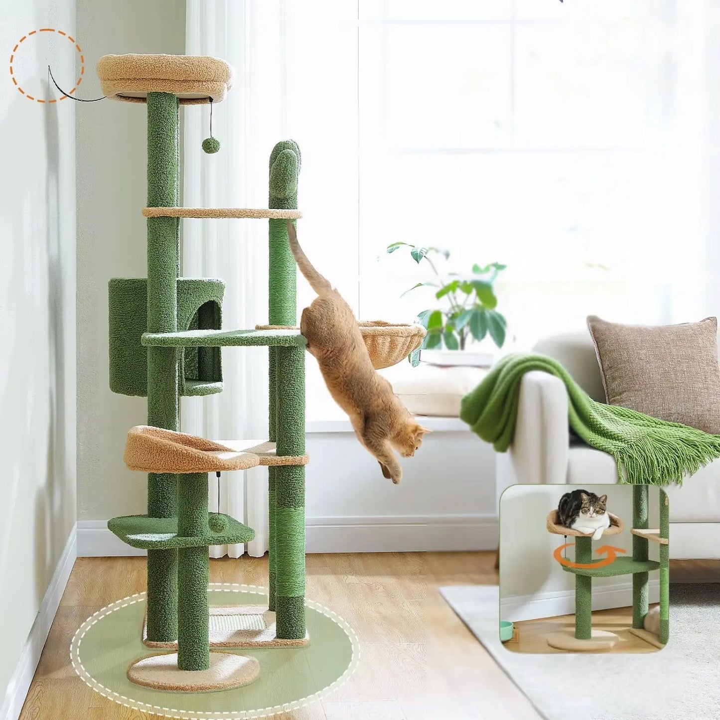 Arbre à Chat Cactus 150cm avec Hamac - Le Nid Félin