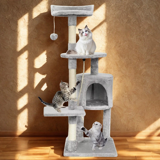 Arbre à Chat Gris Plateformes Rembourrées - Le Nid Félin