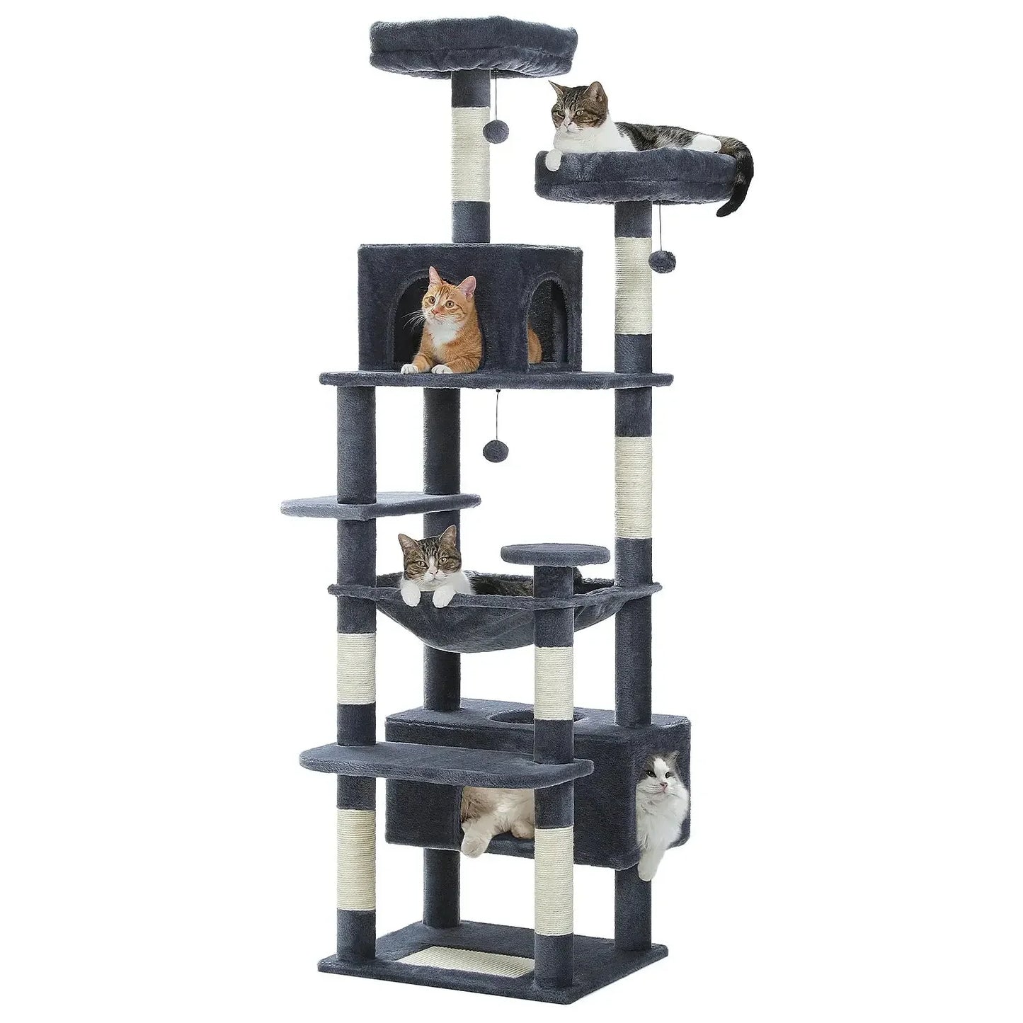 Arbre à Chat Maine Coon 7 poteaux Gris Foncé - Le Nid Félin