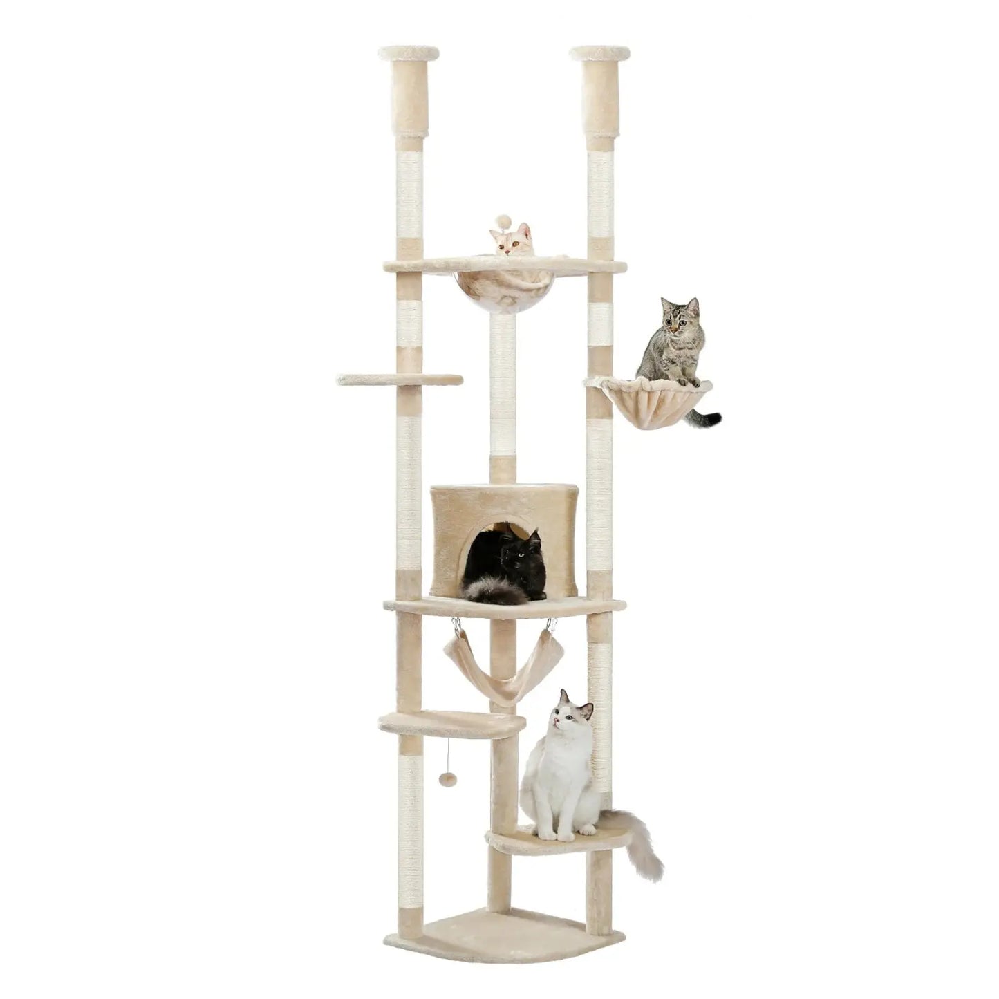 Arbre à Chat Beige 5 Plates-Formes avec Hamac - Le Nid Félin