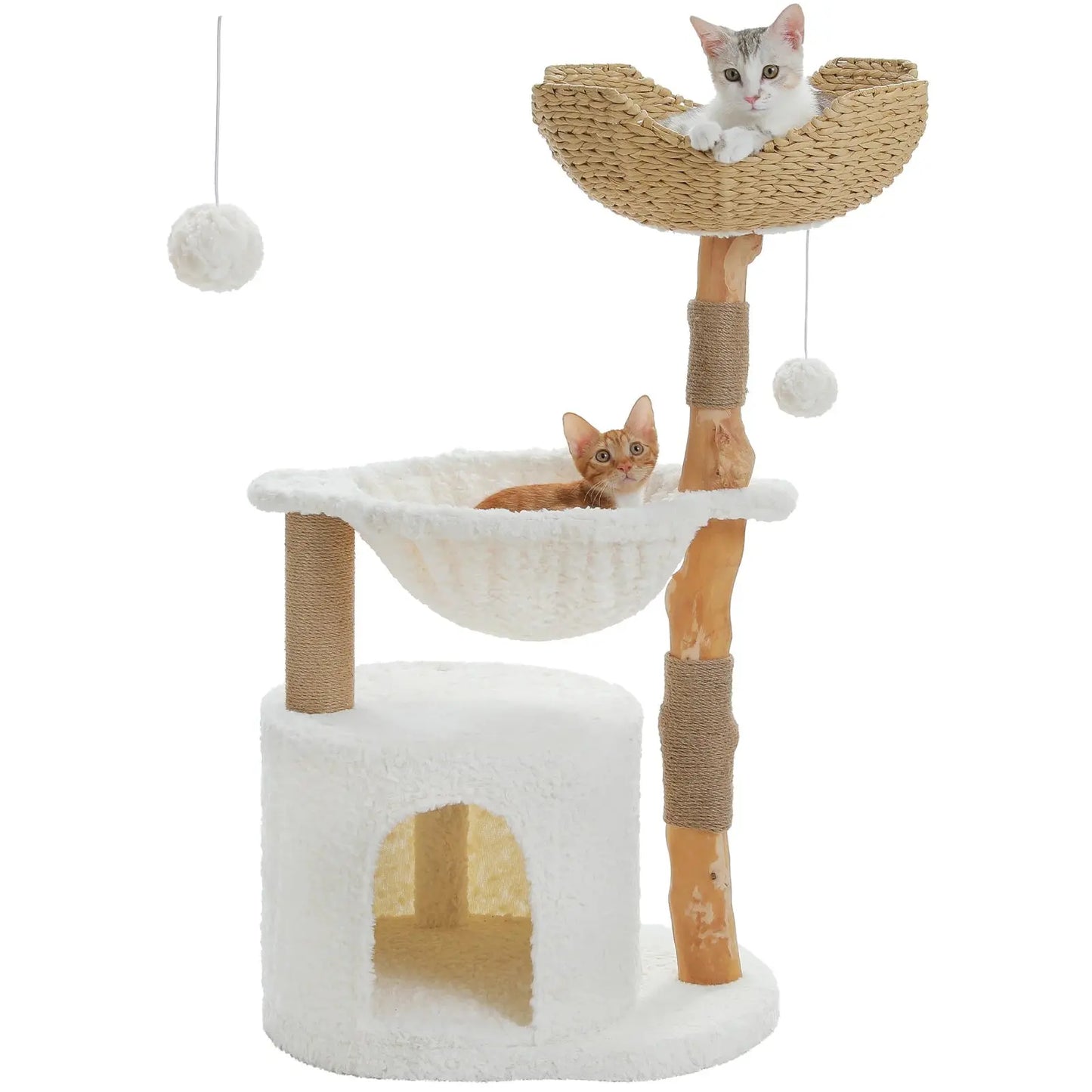 Arbre à Chat Bois Flotté avec Panier - Le Nid Félin
