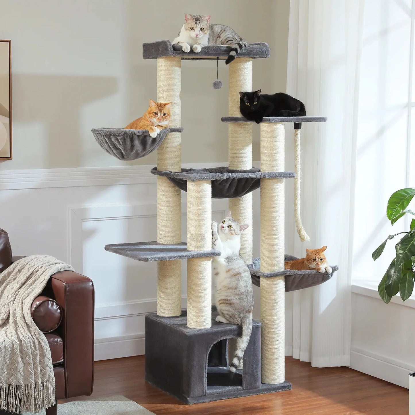 Arbre à Chat XXL Gris pour Gros Chat - Le Nid Félin