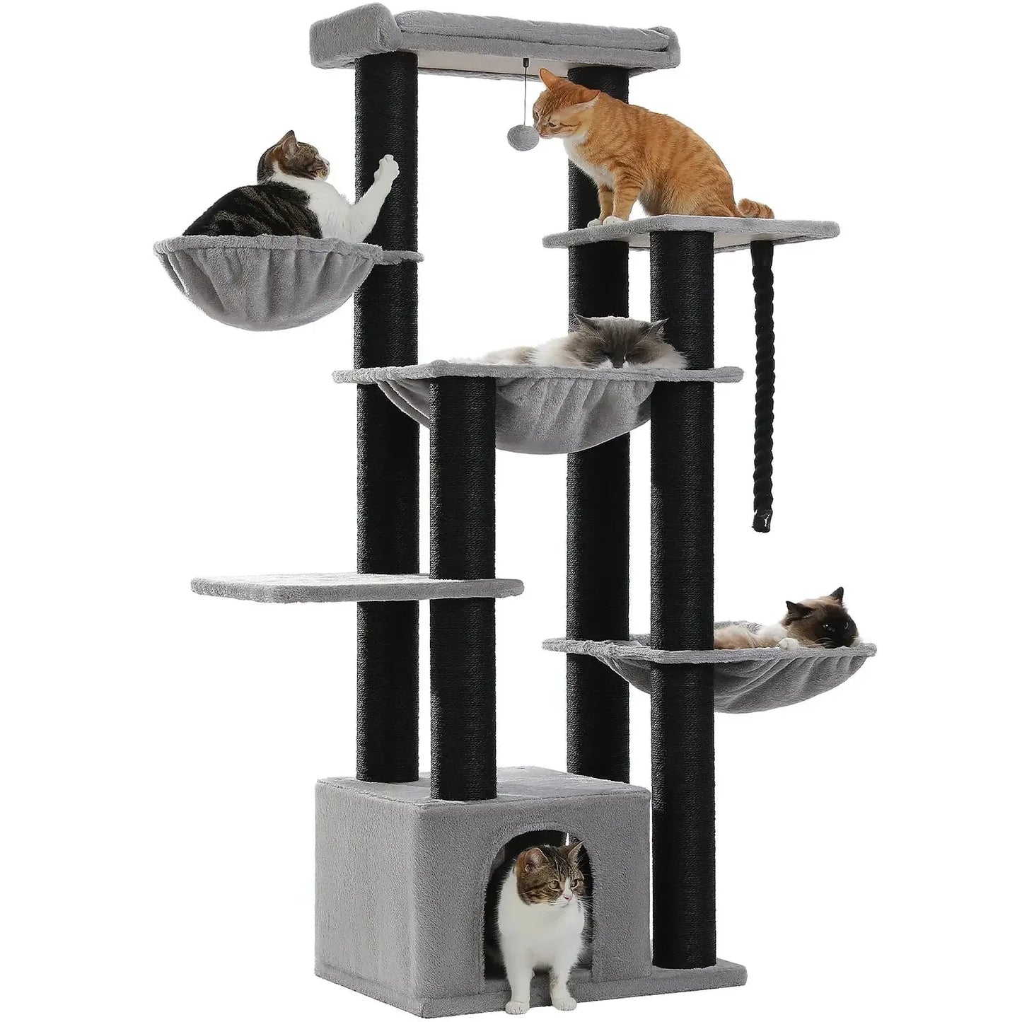 Arbre à Chat 170cm Robuste Noir - Le Nid Félin