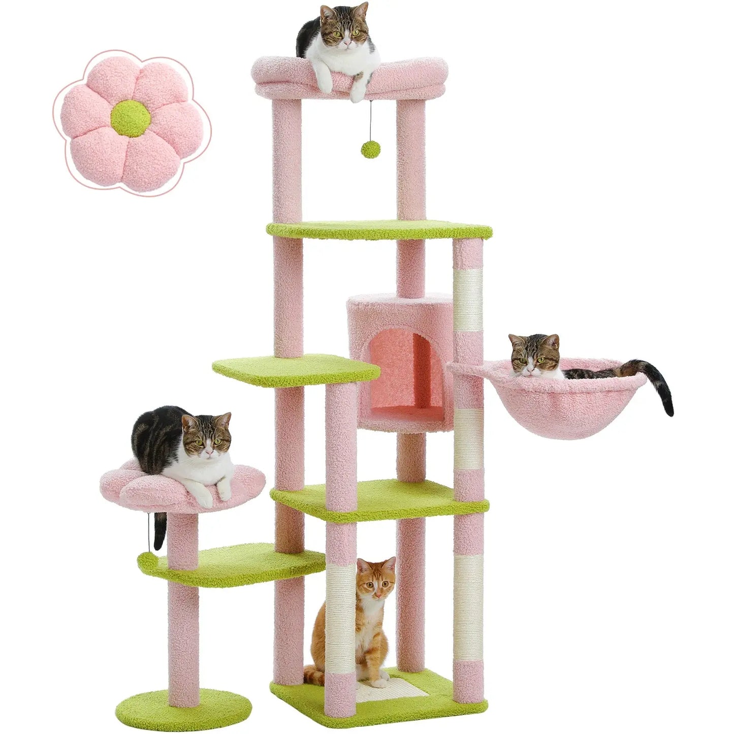 Arbre à Chat Rose Multi Niveaux - Le Nid Félin