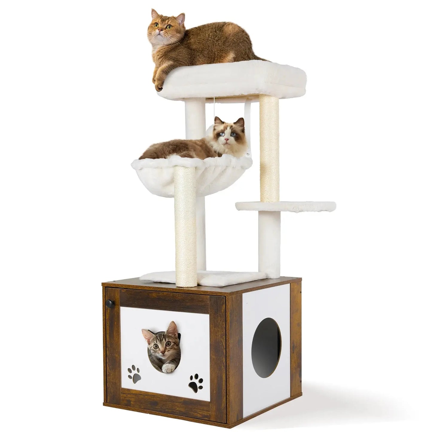 Meuble Litière Pour Chat avec Arbre à Chat - Le Nid Félin