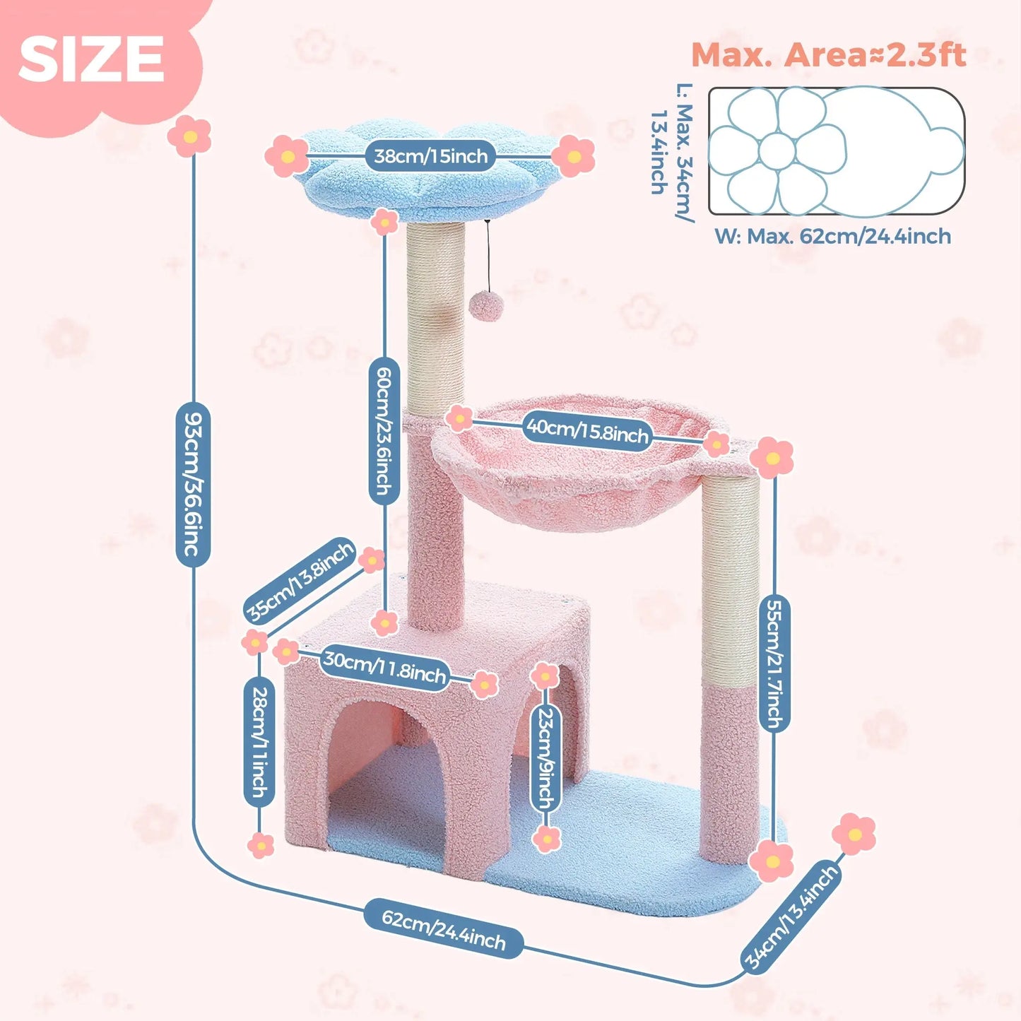 Petit Arbre à Chat Rose avec Hamac - Le Nid Félin