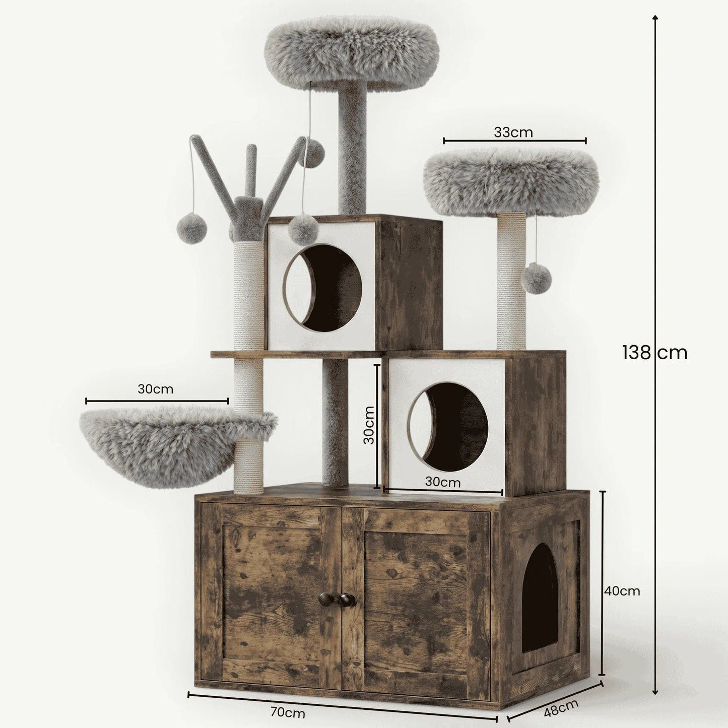 Meuble Litière Chat avec Arbre Intégré | Design Bois - Le Nid Félin