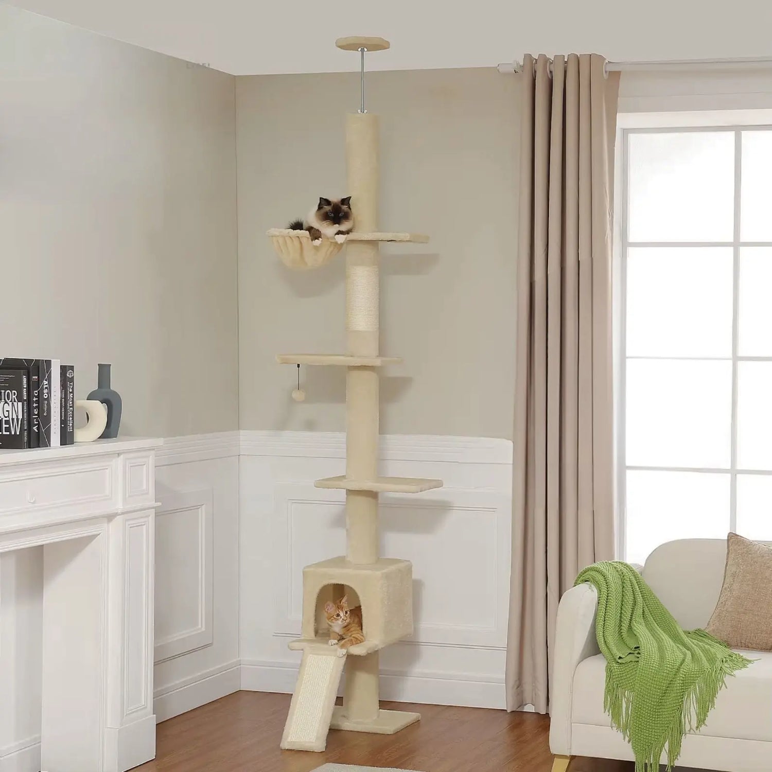 Arbre à Chat Beige Hauteur Ajustable - Le Nid Félin