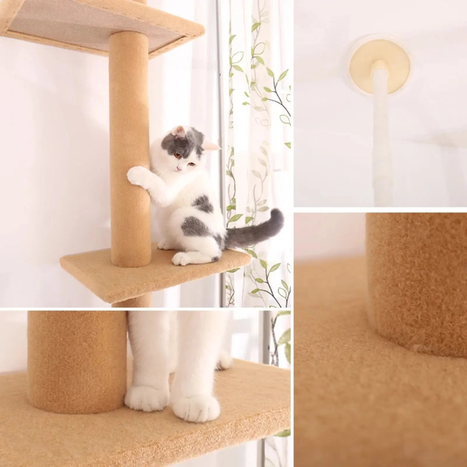 Arbre à Chat au Plafond Beige - Le Nid Félin
