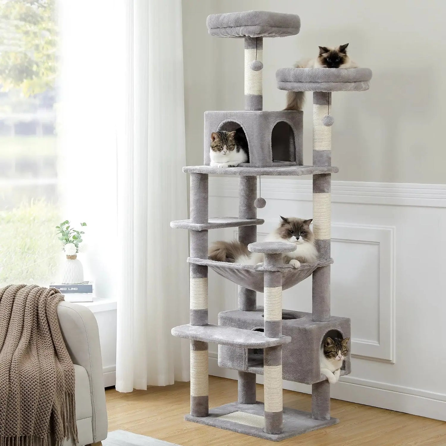 Arbre à Chat XXL 184 cm avec Hamac - Le Nid Félin