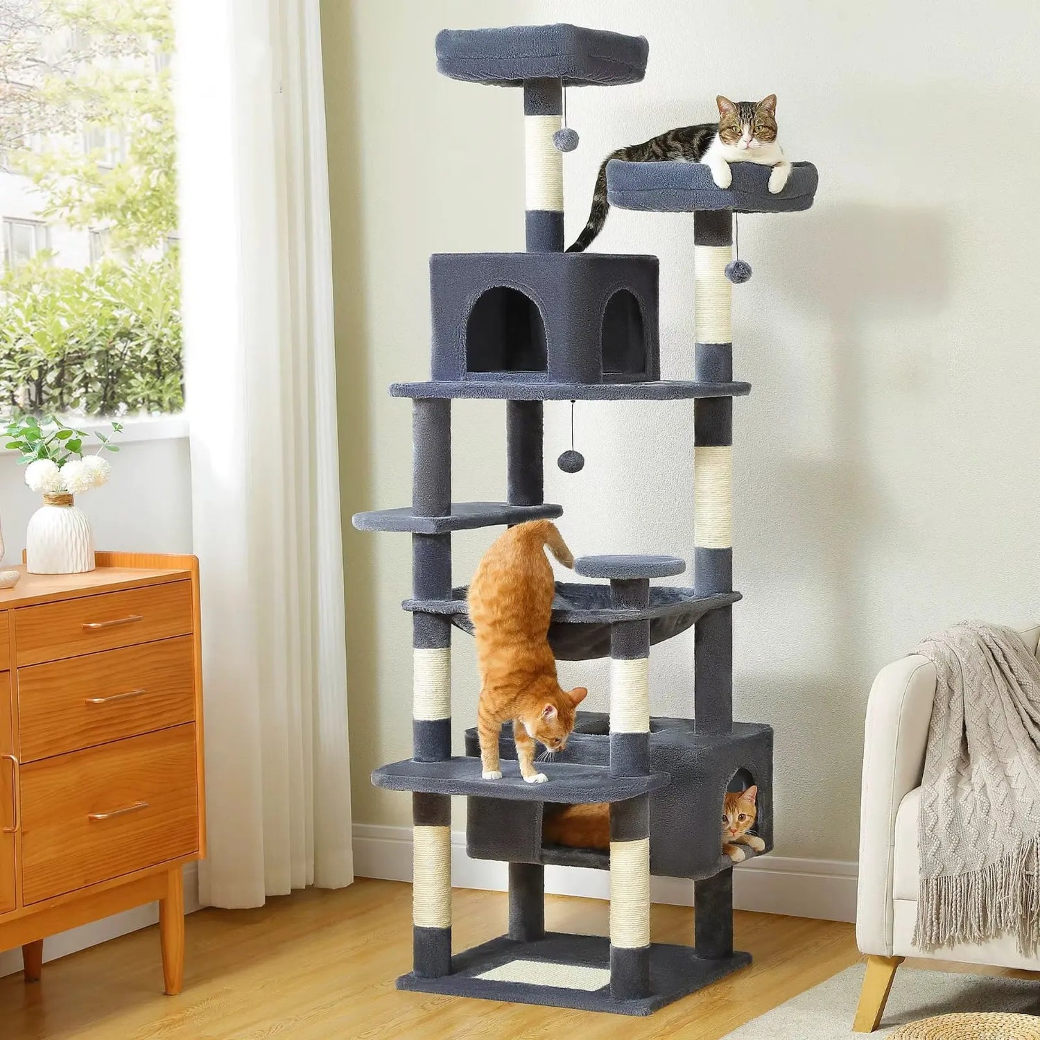 Arbre à Chat XXL 184 cm avec Hamac - Le Nid Félin