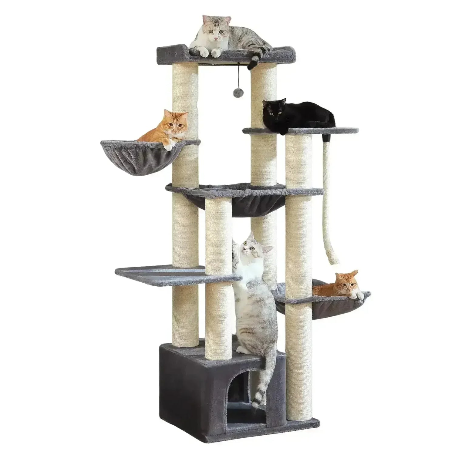 Arbre à Chat XXL Gris pour Gros Chat - Le Nid Félin
