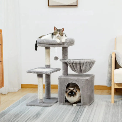 Arbre à Chat Gris avec Perchoir amovible - Le Nid Félin