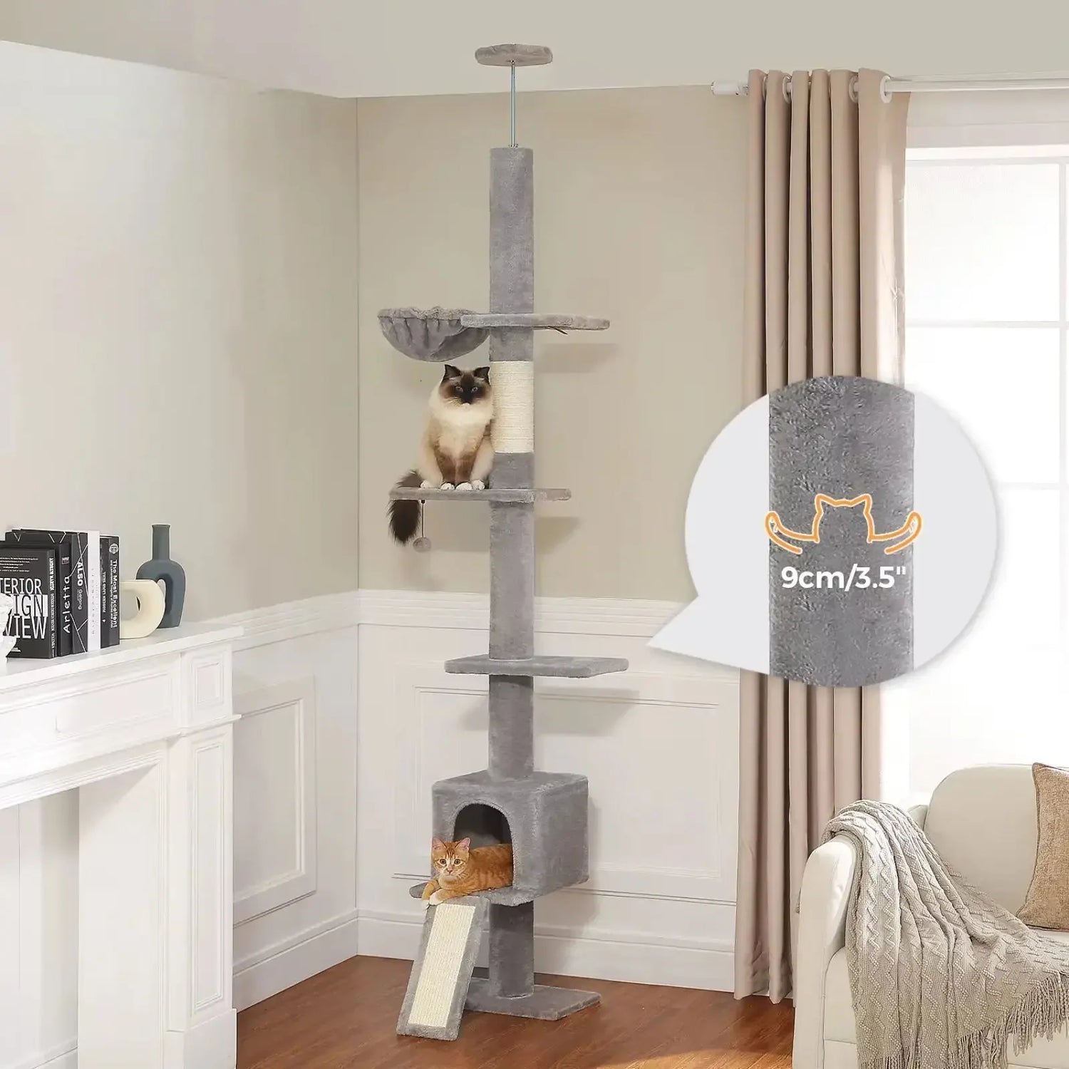 Arbre à Chat Plafond pour Angle - Le Nid Félin