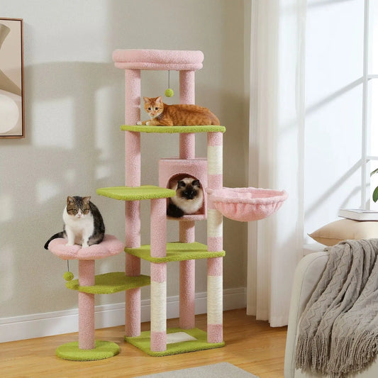 Arbre à Chat Rose Multi Niveaux - Le Nid Félin