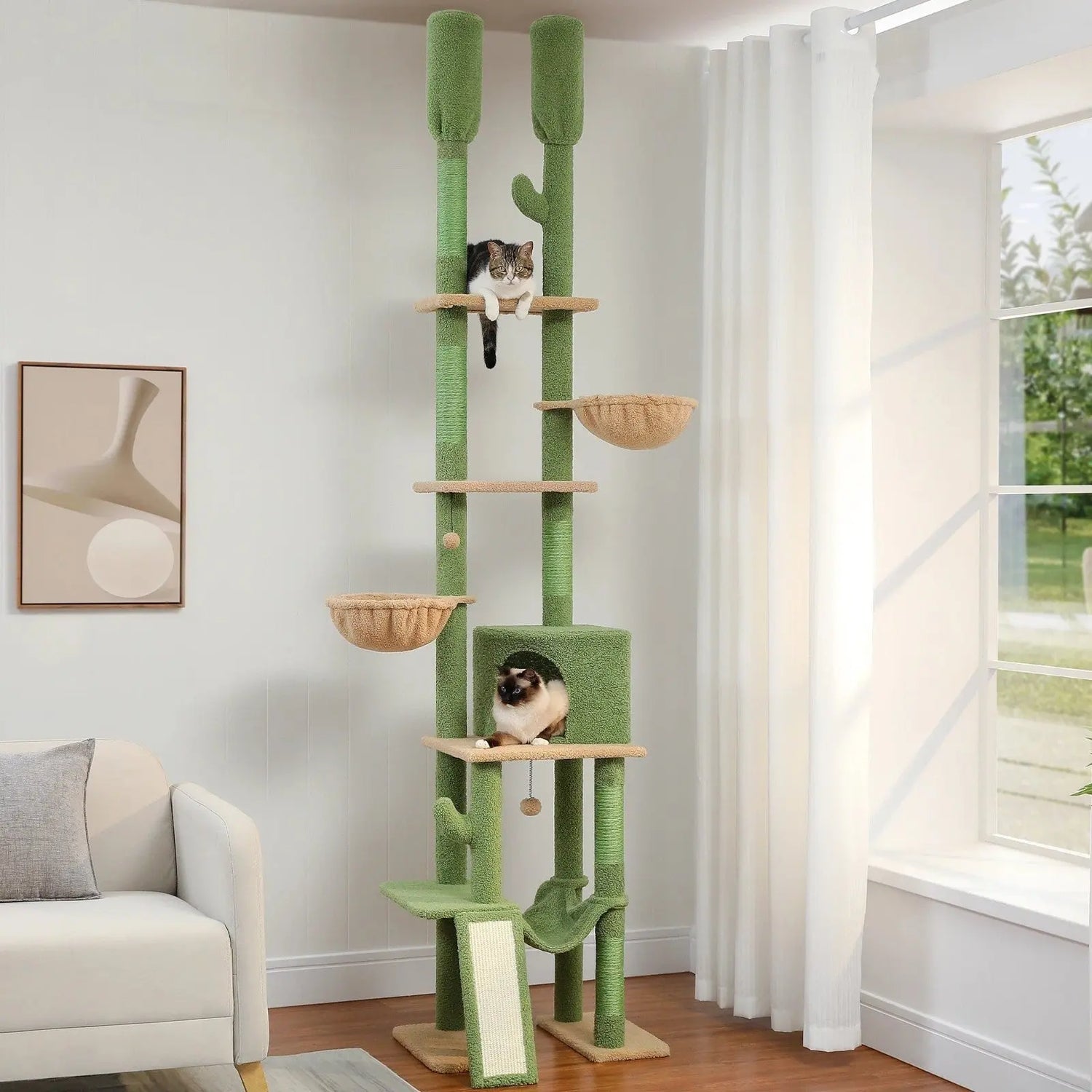 Arbre à Chat Cactus 7 Niveaux Plafond - Le Nid Félin