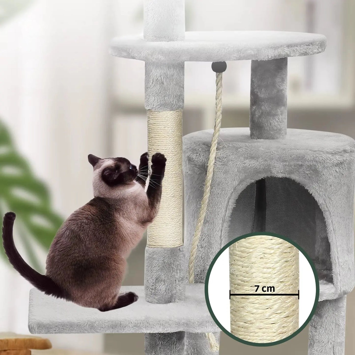 Arbre à Chat Gris Plateformes Rembourrées - Le Nid Félin