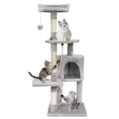 Arbre à Chat Gris Plateformes Rembourrées - Le Nid Félin