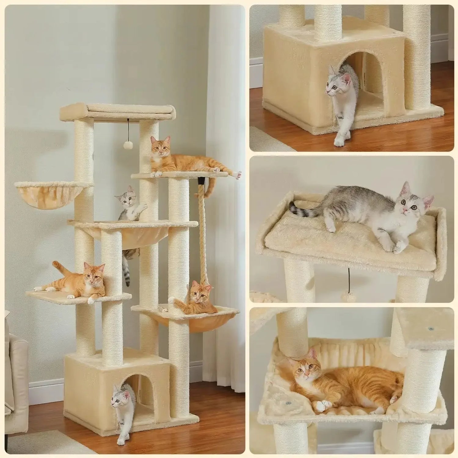 Arbre à Chat Beige 170cm - Le Nid Félin