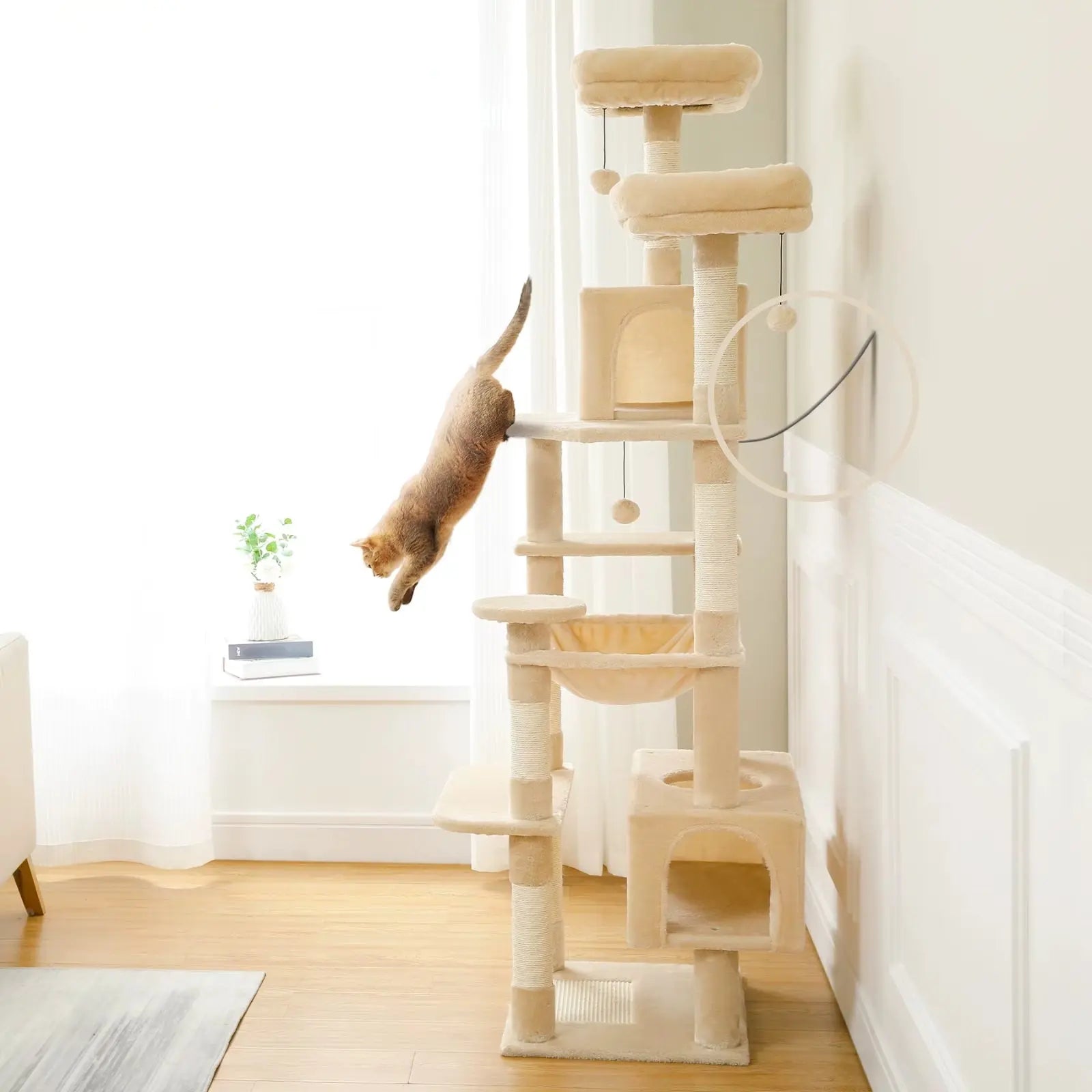 Arbre à Chat Beige avec Hamac - Le Nid Félin