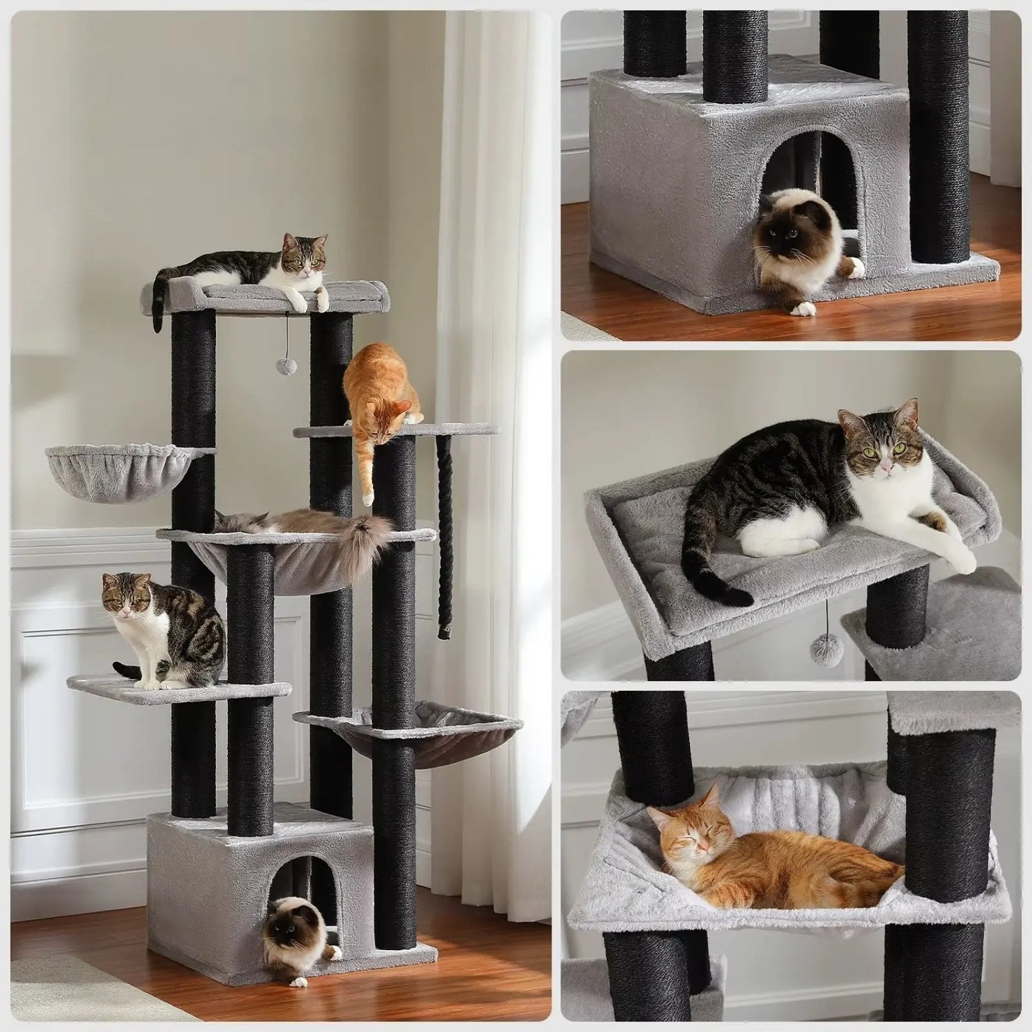 Arbre à Chat XXL Noir et Stable - Le Nid Félin