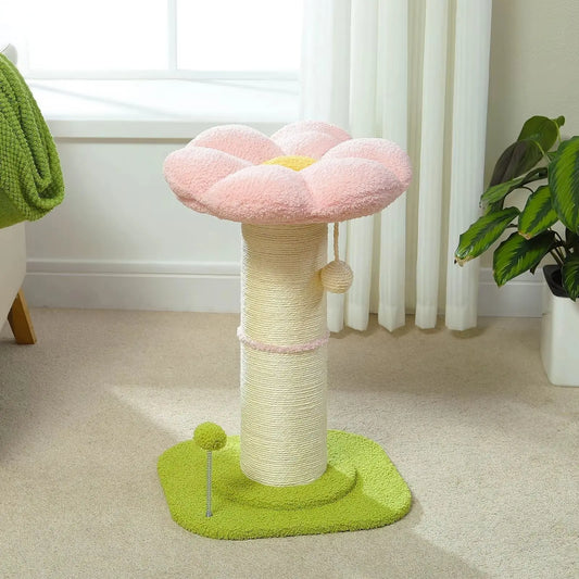 Arbre à Chat Rose Fleurs avec Griffoir - Le Nid Félin