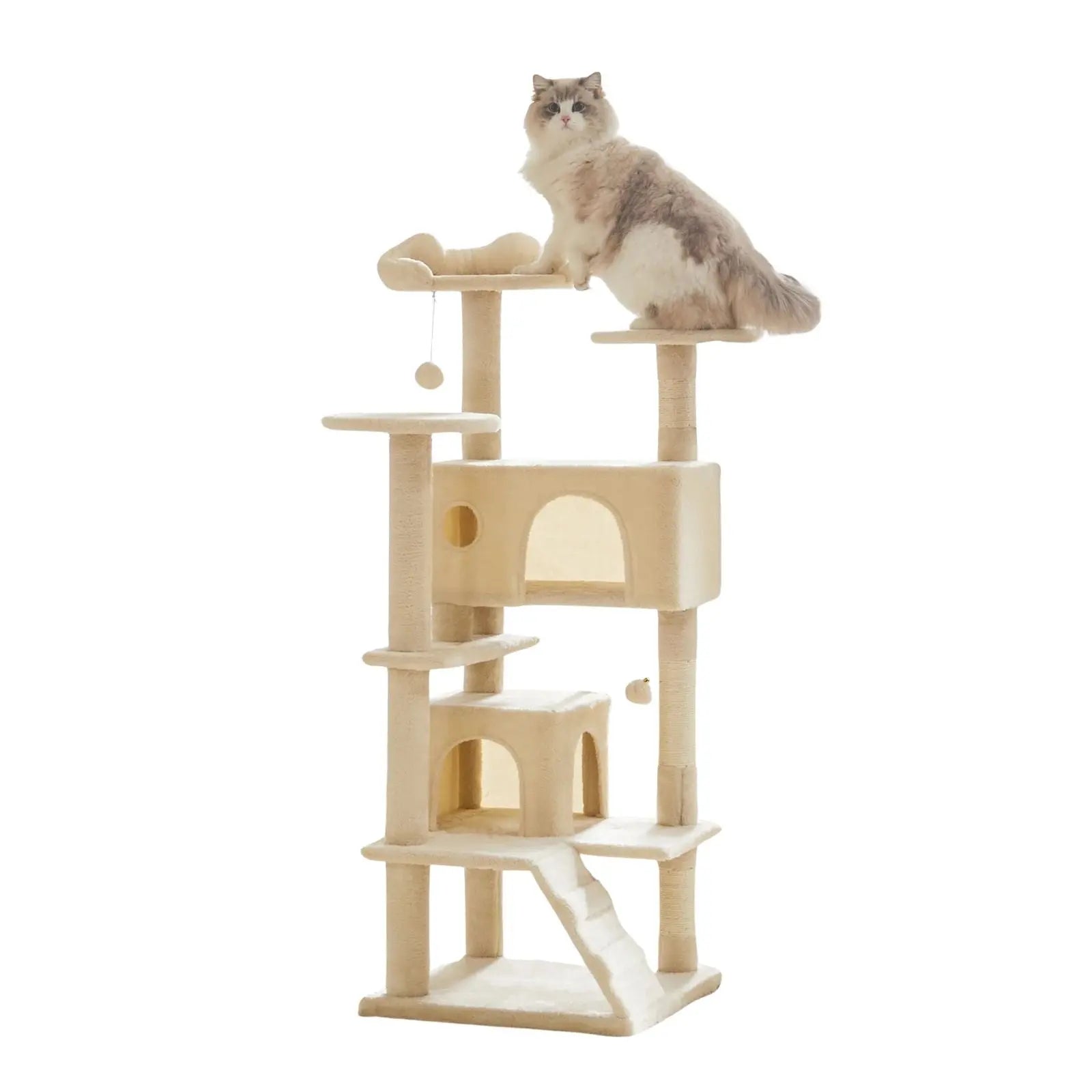 Arbre à Chat Beige 4 Niveaux - Le Nid Félin
