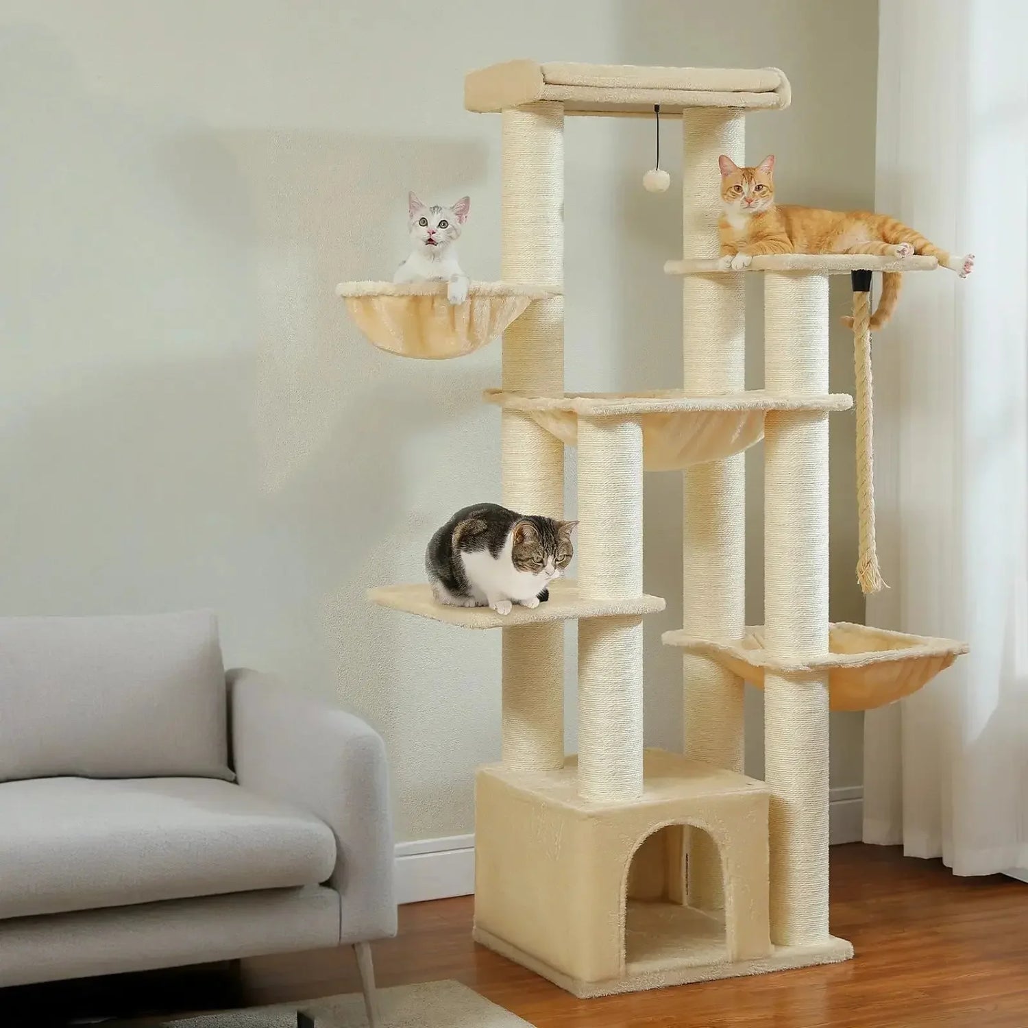 Arbre à Chat Beige 170cm - Le Nid Félin