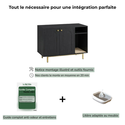 Meuble Litière pour Chat Design Noir | Minimaliste