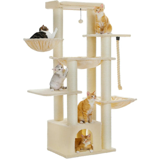 Arbre à Chat Beige pour Grands Chats - Le Nid Félin