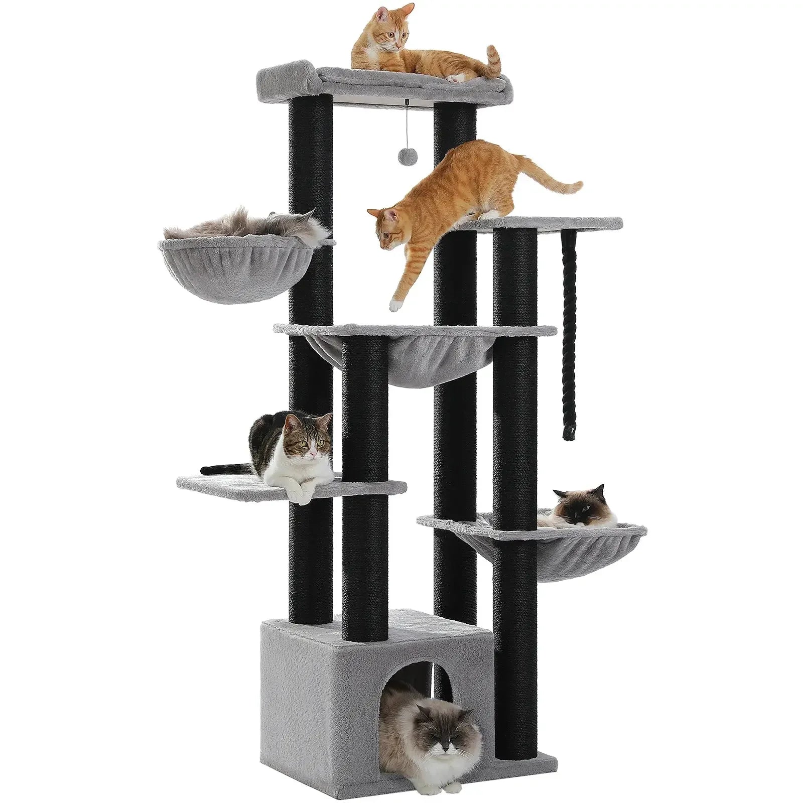 Arbre à Chat avec Hamacs 11 Griffoirs Noir - Le Nid Félin