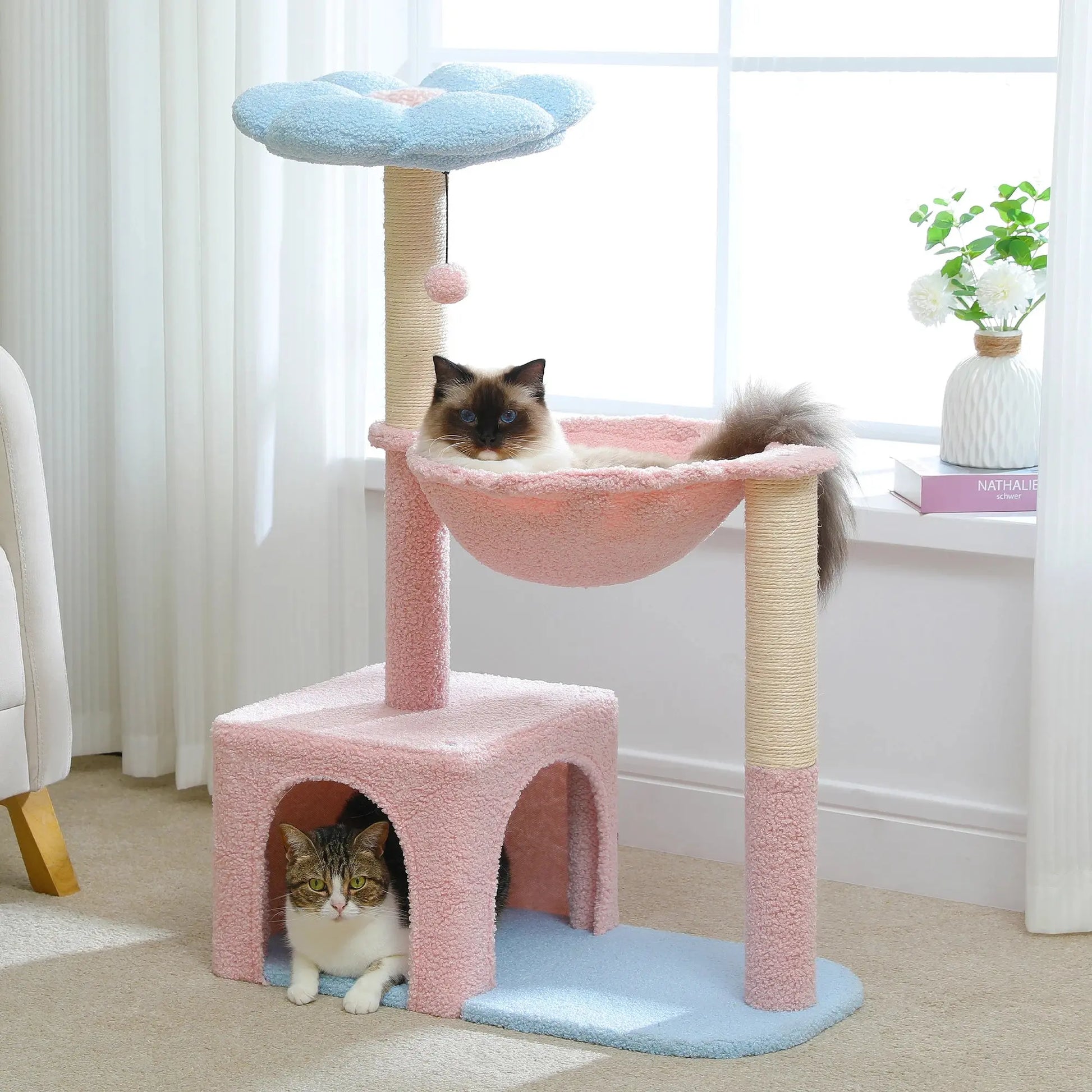Petit Arbre à Chat Rose avec Hamac - Le Nid Félin