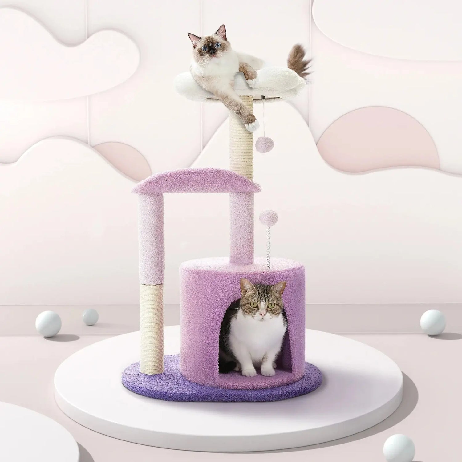 Arbre à Chat Fleur avec Deux Balles - Le Nid Félin