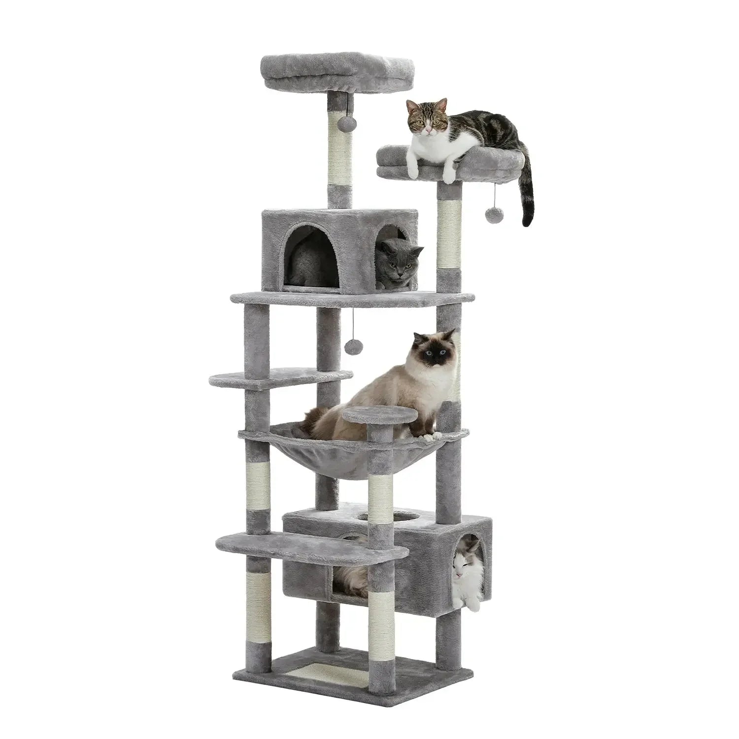 Arbre à Chat Maine Coon 7 poteaux Gris - Le Nid Félin