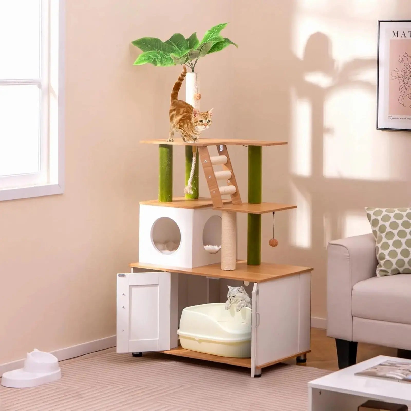 Meuble Litière Pour Chat avec Plante - Le Nid Félin