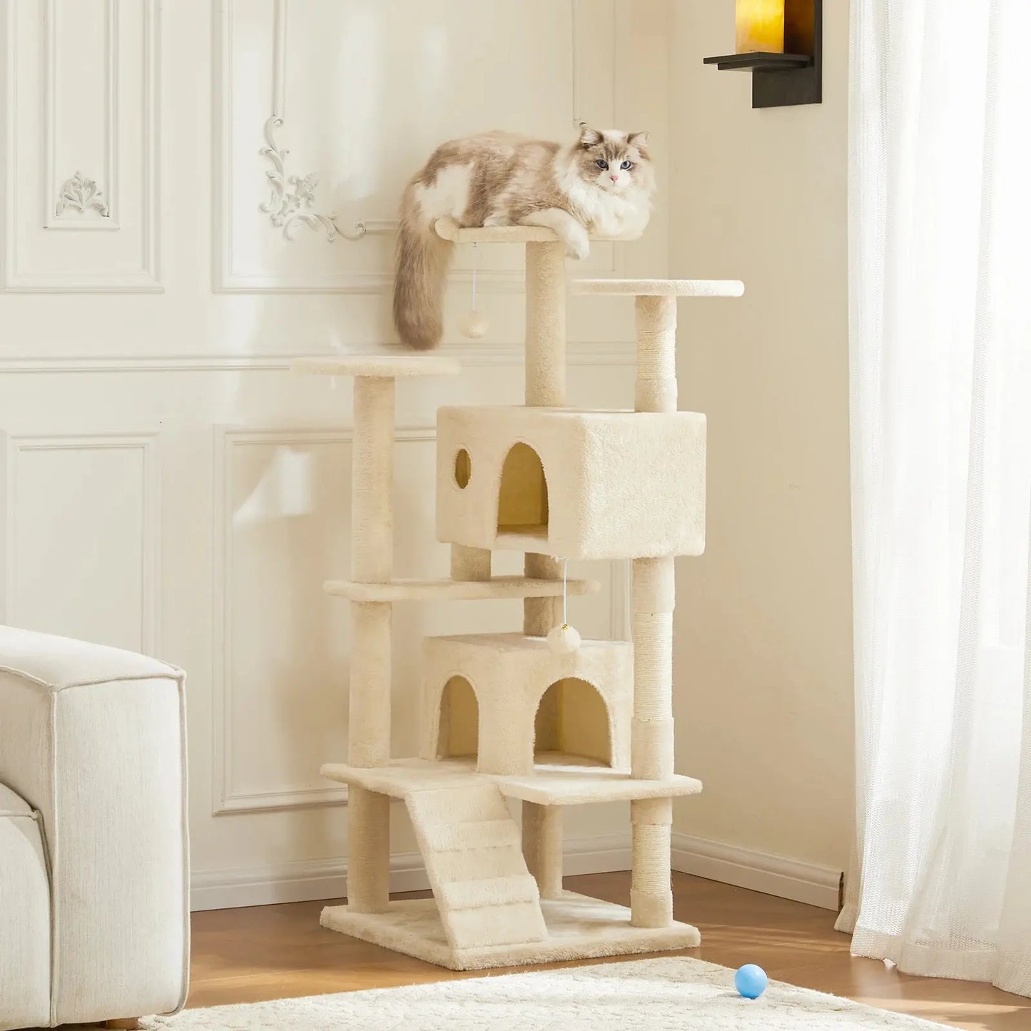 Arbre à Chat Beige 4 Niveaux - Le Nid Félin