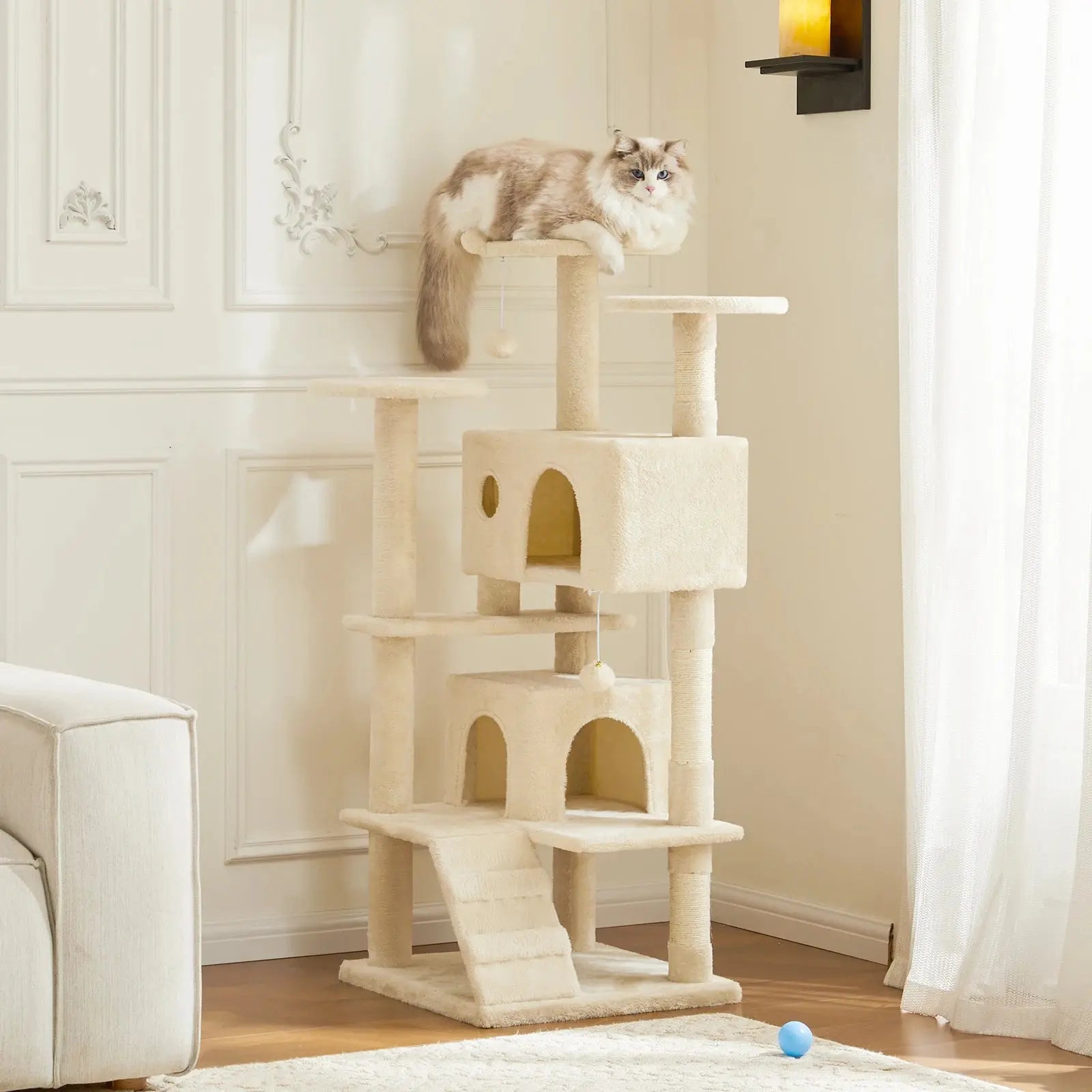 Arbre à Chat Beige 4 Niveaux - Le Nid Félin
