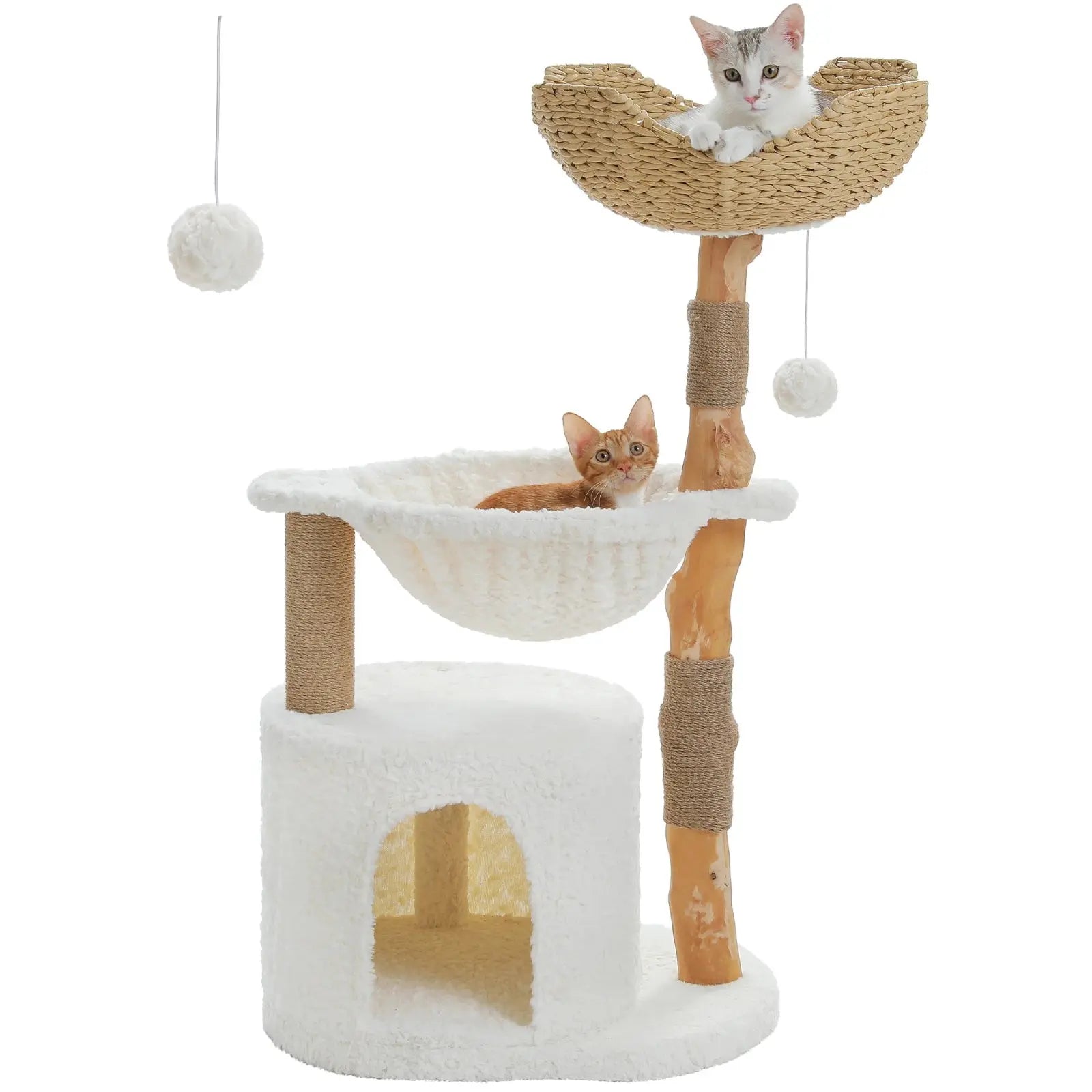 Arbre à Chat Bois Flotté avec Panier - Le Nid Félin
