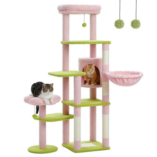 Arbre à Chat Rose Multi Niveaux - Le Nid Félin