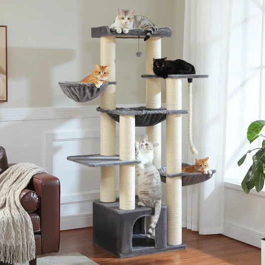 Arbre à Chat Gris XXL pour Grands Chats - Le Nid Félin