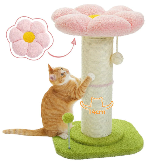 Arbre à Chat Rose Fleurs avec Griffoir - Le Nid Félin