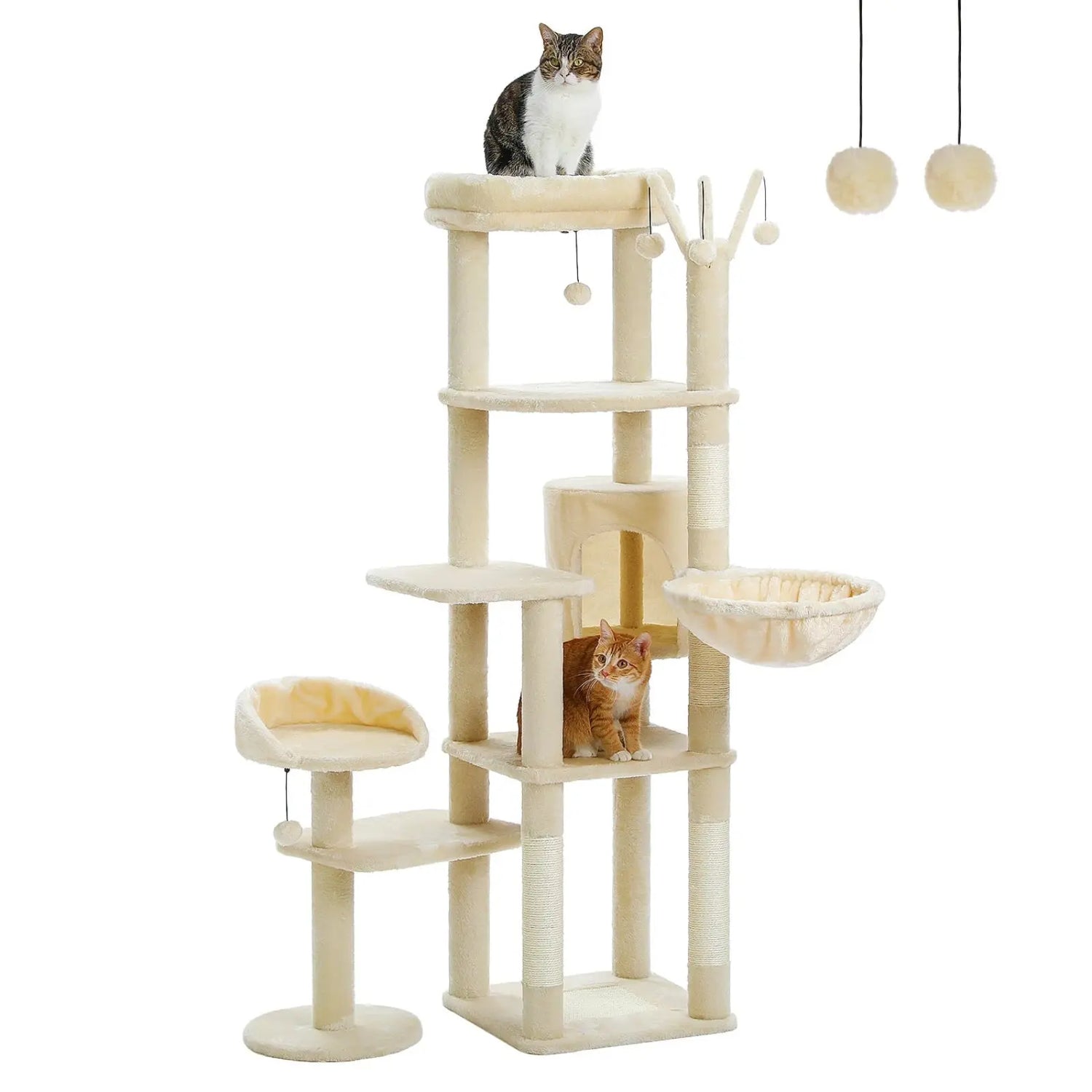 Arbre à Chat Beige 150cm avec Hamac - Le Nid Félin