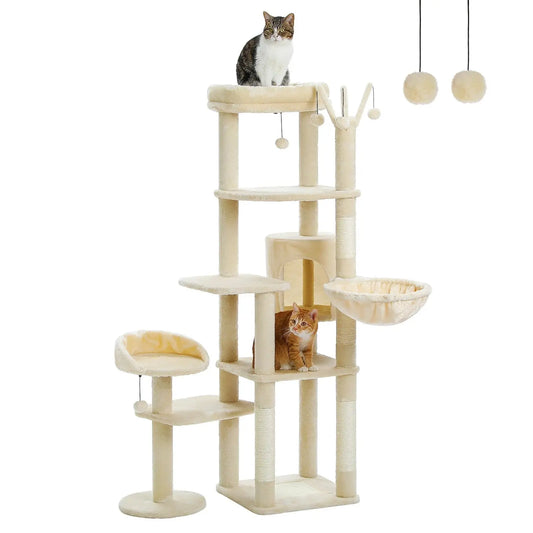Arbre à Chat Beige Élégant avec Hamac et Condo - Le Nid Félin