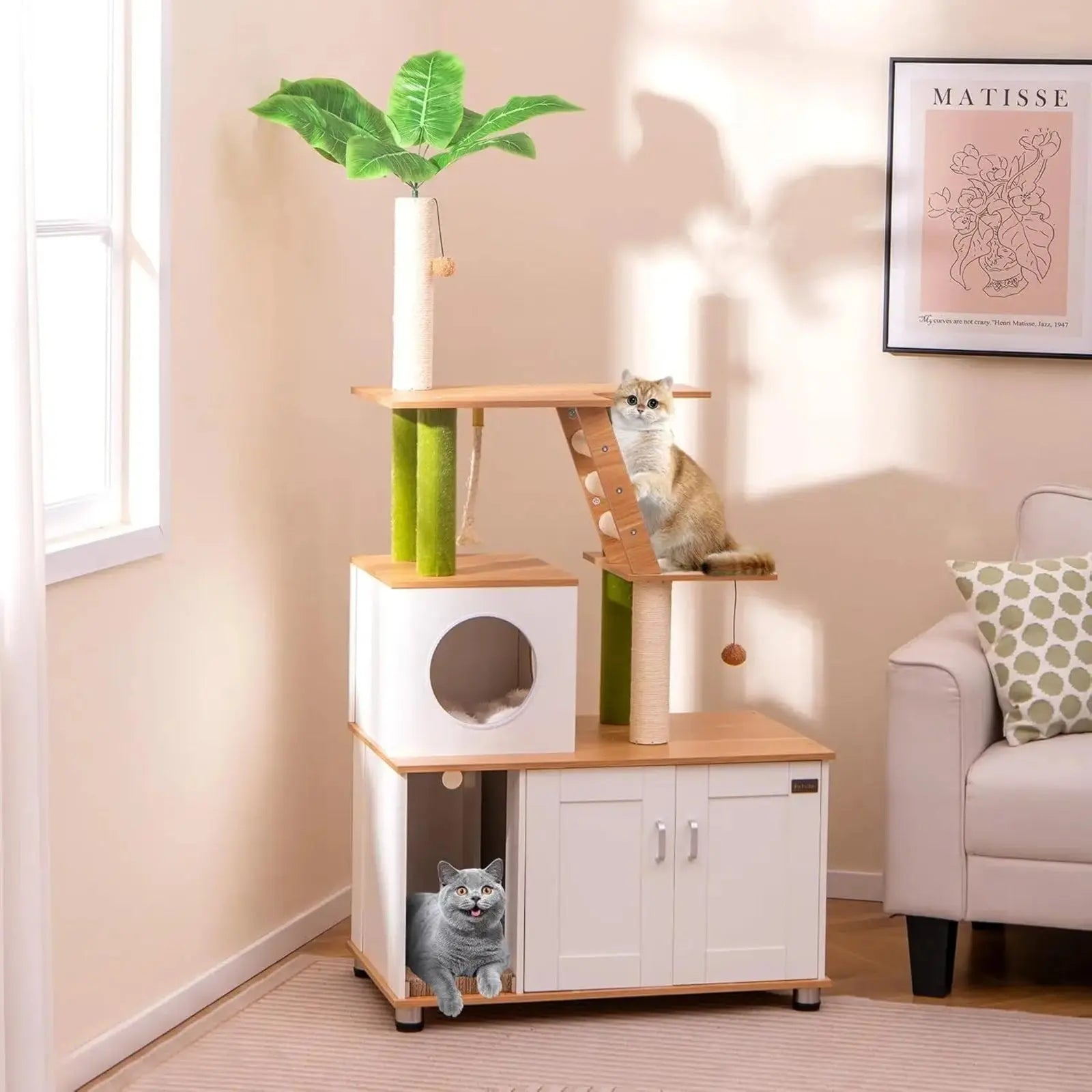 Meuble Litière Pour Chat avec Plante - Le Nid Félin