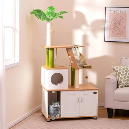 Meuble Litière Pour Chat avec Plante - Le Nid Félin
