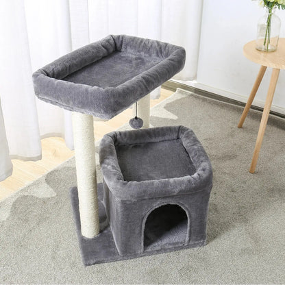 Arbre à Chat Gris avec Condo et Doubles Perchoirs - Le Nid Félin